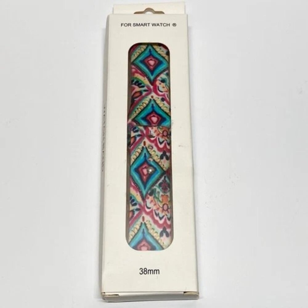 Smart Watch Band 38mm Silicone Multicolor Paisley‎ Wristband Premium Stainless